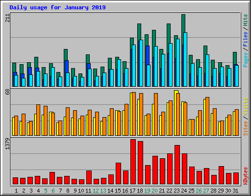 Daily usage for January 2019