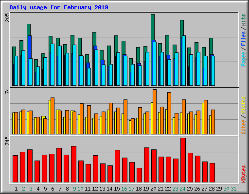 Daily usage for February 2019