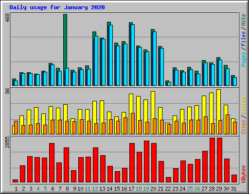 Daily usage for January 2020
