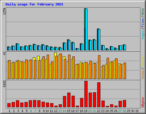 Daily usage for February 2021